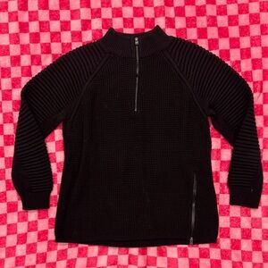Men's Black Zip-Up Knit Sweater
